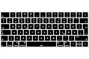 MiNGFi Deutsche QWERTZ Silikon Tastatur Schutz Abdeckung für Magic Keyboard (2015-2021) A1644 EU/ISO Tastaturlayout - Schwarz