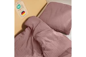‎LALENI Laleni Children's Bed Linen 135 x 200 cm Cotton - Muslin Bed Linen 135 x 200 cm + Pillowcase 80 x 80 cm - Oeko-Tex Certified Cotton Bed Linen 135 x 200 cm + Pillowcase for Prams Lilac