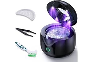 ITSHINY Limpiador Ultrasonidos, 45000Hz Limpieza Dental Ultrasonidos, 200ml Ultrasonidos Limpieza Dental, Dental UV Pod 25W Para Dentaduras Postizas, Alineadores, Retenedores, Aparatos de Ortodoncia
