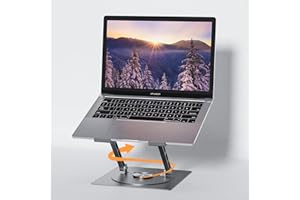 shefor Soporte para computadora portátil Base giratoria de 360°Altura Ajustable de Aluminio Estable Soporte ergonómico para computadora portátil Compatible con 10-17 Pulgadas macbook