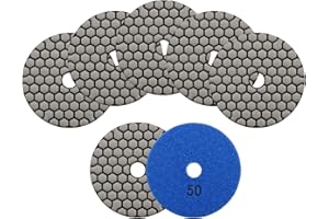 KURSTOL Sec Disque Polissage Diamant - 4″/100mm 7×Tampon Polissage Grain 50，Granit Marbre Pierre Artificielle Quartz