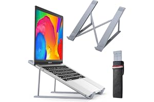 BHHB Soporte Portátil, Ajustable Portatil Laptop Stand Aluminio, Plegable Ventilado Soporte Ordenador Portátil con Silicona Antideslizante, para Portátiles, Tableta y más (9-17")-Gris