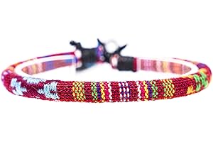 Made by Nami Bracelet de Cheville Surfer - Hommes et Femmes - Fabriqués à la Main - Boho Hippie Accessoires de Plage et Festival - 100% Coton écologique, Imperméable et Ajustable (Rouge)