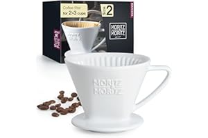 Moritz & Moritz Coffee Dripper Ceramic Size 2 - Excellent Aromatic Coffee Flavour - Coffee Filter Cone Porcelain in White