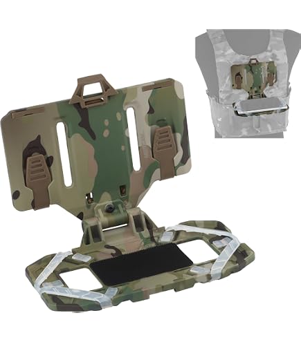 MiOYOOW Support Téléphone Tactique MOLLE Pliable 120° - Titulaire Portable Antidérapant Avec Bandes Silicone Pour Téléphones 4,7 à 6,7 Pouces