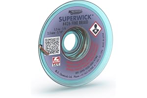 MG Chemicals Trèsse de dessoudage #4 Super Wick, trèsse fine avec flux RMA, longueur: 5' , Largeur 0.1"Bleu