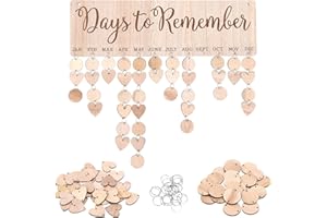 Garneck Tablero de madera con calendario de recordatorio de cumpleaños, recortes de madera, para manualidades, día para recordar, placa colgante de pared para familia, mamá, papá, amigos