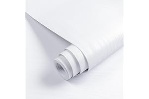 Hode White Wood Vinyl Wrap 30X200cm, White Wood Sticky Back Plastic Roll, Self Adhesive Wallpaper Furniture Stickers for Worktop Kitchen Shelf Cupboard (Matt)