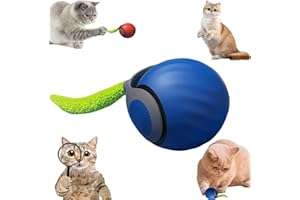 XINYUNXIN Speedy Tail 2.0, Speedy Tail Katzenspielzeug, interaktiver spielball für Katzen, Automatisches Katzenspielzeug, USB Aufladbarer Mit Ersatzschwanz für Hund/Katzen Two Speed Adjustment #Blue