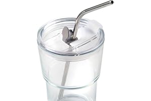 DICACA NATURE Vaso de Cristal con Tapa y Pajita | Set de Vaso Ecológico | Ideal para Bebidas Frías y Calientes | Aptos para Lavavajillas y Microondas.
