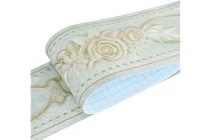 HyFanStr Tapete Bordüre Selbstklebend Bordüren Rosenmuster Wandtattoo Bordüre, Wasserdichte Bad Bordüre Aufkleber Dekoration für Wohnzimmer Badezimmer Küche 500x10cm