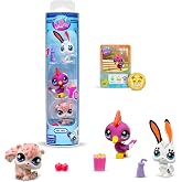 Littlest Pet Shop Bandai Park Pets BF00598 seti, 3 evcil hayvan, aksesuar, koleksiyon kartı ve sanal kod, 7. nesil, evcil hay