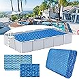 4-12ft Solar Swimming For Pool Cover - Rectangle Round Solar Pool | A-bove Ground Pools Blanket Covers | Spa Thermal Blanket With Heart/Round Air Bubbles | Keep Water Warm Dustproof Mat For Pools