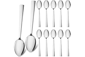 HaWare Löffel 12 Stück, Edelstahl Suppenlöffel Esslöffel 12er Set, Elegantes & Modernes Menülöffel Tafellöffel Set für Zuhause/Restaurant/Party, Hochglanzpoliert & Spülmaschinenfest - 19.5cm