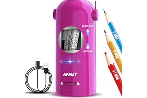 ‎AFMAT AFMAT Vollautomatischer Elektrischer Anspitzer mit Behälter,Elektrischer Spitzer für 7-11,5mm stifte,Tragbar und Sicher,Wiederaufladbarer Bleistiftspitzer für Haus, Büro, Schule, Lila