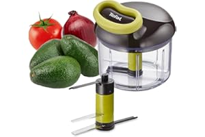 Tefal K1320404 Hachoir manuel 5 Secondes Découper et Mixer Légumes Viandes Noix Oignons Grâce à ses Lames en Acier Inoxydable pour une Cuisine Rapide et Facile, Noir et Vert, 900 ml