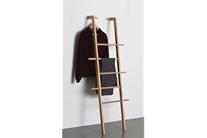 ‎TIDYBOY TIDYBOY Kleiderleiter & Kleiderständer Holz, Handtuchleiter & Handtuchhalter aus Massivholz, Designer Holzleiter auch als Dekoleiter, Herrendiener oder Stummer Diener Leiter Handgearbeitet (Eiche N)