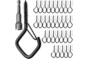 Gucass 30 Stück Schwarz Haken zum Schrauben, Schraubhaken Edelstahl mit Sicherung, Hakenschrauben Einschraubhaken zum Aufhängen Topfplanzen Lichterketten Windspielen und Vogelhäuser(Raute)