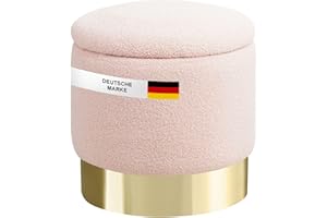 ALBATROS INTERNATIONAL GMBH Albatros Hocker mit Stauraum Nizza – Sitzhocker mit Stauraum, Modernes Design, Edler Sherpa-Bezug – Sitztruhe oder Sitzbank mit Stauraum – optimal als Fußhocker oder Hocker Schminktisch, Rosa