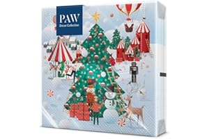 PAW DECOR COLLECTION PAW - Servilletas de Papel 3 Capas (33 x 33 cm) | 20 Unidades | Servilletas de Navidad con motivos invernales y navideños | Ideales para la mesa festiva | Color: Christmas Atmosphere