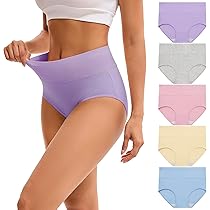 5er Pack Unterhosen Damen Baumwolle Hohe Taille Weiche Unterwäsche