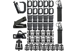 MOAMUN 42 PC Táctico Engranaje Clip Molle Webbing Accesorios por Táctica Zaino Chaleco Molle Llavero Anilla Cierre Agua Tubo Clip Web Dominator Fibbia con Elastico Cadena