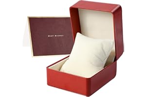 Augshy Premium PU Watch Storage Box - Single Watch Gift Box for Valentine, Men, Women, Unisex, Jewelry Bracelet Storage (Brownish Red)