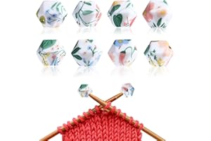 AOZUO 8 tapones para agujas de tejer, protector de punta de aguja con patrón floral, tapón protector para agujas de tejer, accesorios de tejer adecuados para tamaños de agujas (3-9 mm)