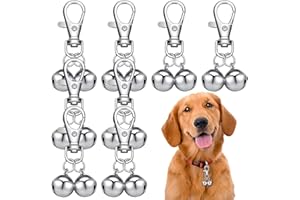 AddLotLot 8 PCS Mini Dog Collar Bells Extra Loud Cat Dog Bells Metal Pet Collar Charm Round Handmade Pendant Silver Puppy Triple Pendants Key Rings Pet Pendant Accessories for Dogs Cats