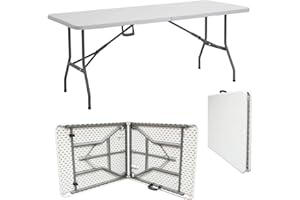 Janoon Heavy Duty Folding Table Outdoor Indoor Garden Catering Trestle Table for Picnic Party Dinner (5ft)