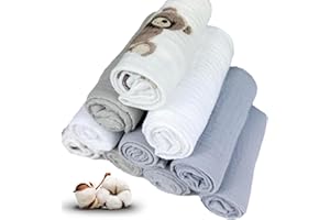 PLUMERI 10er 30x30cm Satz Pastellfarben Musselin Baumwolle Spucktücher Mulltücher Saugstark Waschlappe Stoffwindeln Mullwindeln