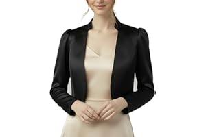 BlackButterfly Formal Satin Long Sleeve Bolero Shrug Jacket