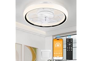 NACATIN Ventilador De Techo Con Luz y Control Remoto, Ventilador Techo Moderno de Acrílico de Silencioso con Luz LED y Regulación Continua de la Intensidad (Negro, Semi-cerrado)