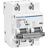 Heschen Miniature Circuit Breaker DC HSB6C-DC 2 Pole DC500V 100A Photovoltaic Circuit Breaker Solar System DIN Rail Mount 35m