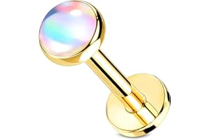 Stachelkleid Labret Piercing Opal Chirurgenstahl 316l 1,2mm Größe Ohrstecker Helix Tragus Nasenpiercing Universalpiercing Lippenpiercing Innengewinde Farben 6/ 8mm Lang