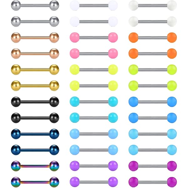 Barbell In Titanio Per Piercing Alla Lingua – 1,6 X 12 Mm Con Sfera In Pietra Da 5 Mm, Colori Trasparenti E Vari A Scelta