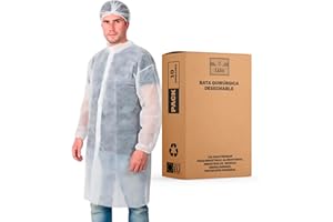 XARA Bata Quirurgica Desechable - Talla XL 112 x 138 cm - Pack 10 - Bata Desechable con Cierre de Contacto - Material: TNT Polipropileno 25 gr - Ropa Desechable Transpirables