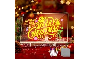 SUNWUUN LED Note Board with 7 Colors Pen, Acrylic Light Up Message Board with Stand, Led Drawing Writing Board for Kids, LED Drawing Writing Board Light Up Dry Erase Board for Office School Home(30 * 20cm)