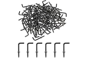 KALIONE 150 ganci a L da appendere, mini ganci a vite in metallo, neri