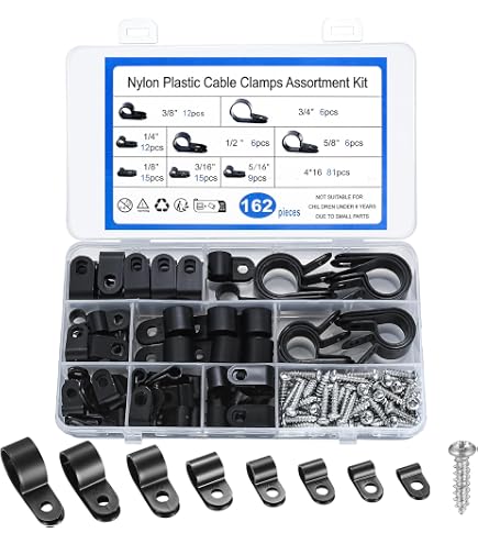 100 Stück R-Typ Kabelclips Weiß – 5/16 Zoll, Mit Schrauben, Für Sauberes Kabelmanagement