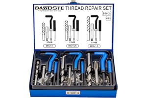 DASBSTE 88-TLG Gewindereparatur Satz - Gewindereparaturwerkzeuge inkl. Gewindeeinsätze, Einbauwerkzeug, Zapfenbrecher, Gewindebohrer sowie Bohrer für die Reparatur von Innengewinden