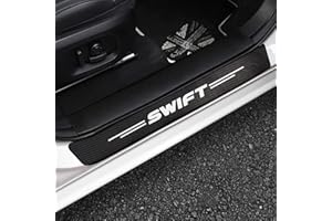WYXAXNM 4 Pezzi Auto Fibra di Carbonio Battitacco Adesivi per Suz-uki Swift 2022 2021 2019 2018 2017-2014, Soglia Porta Anti-Graffio Scuff Piastra di Protezione Antiscivolo Adesivi Decorativi Accessori