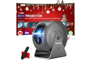 MENIOO [Built-in Apps & Auto Focus] Mini Proyector Support 4K 1080P 2026 Upgraded Proyector Portátil Auto Keystone y 360°Rotable con WiFi 6 Bluetooth 5.4 Compatibile con HDMI/TV Stick/USB/Laptop-Gris