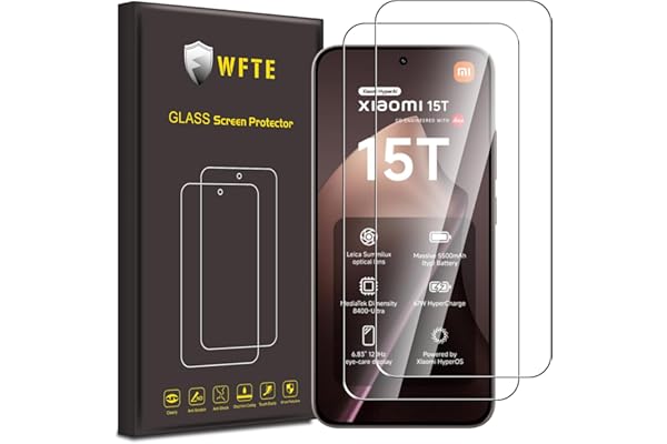 WFTE [2-Pack Protector de Pantalla para Xiaomi 15T / Xiaomi 15T Pro, 9H Dureza, Huellas Dactilares Libre, Sin Burbujas, Cristal Templado]