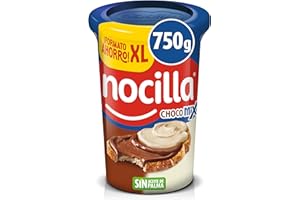 Nocilla, ChocoMix, Doble Crema al Cacao y Leche con Avellanas sin Aceite de Palma - Formato XL - Tarrina 750g