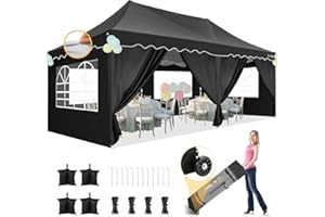 HOTEEL Pop Up Gazebo 3m x 6m With 6 Sides, Uv 50+ And Waterproof Gazebo, Thickened Frame, Large Space Easy, For Weddings, Commercial, Beaches, Parties, Patio
