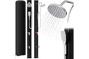 Ansobea Douche solaire de jardin 35 l avec capot de protection, pommeau de douche pivotant à 180 °, douche de pied intégrée, douche d'été max. 60 °C pour une expérience de douche rafraîchissante