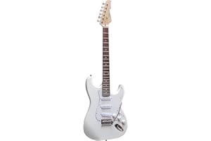 MSA ELEKTROGITARRE WEIß - E-GITARRE MIT MASSIVHOLZKÖRPER - VISION SOUND - WEIßER PICKUP + KABEL - ST5W