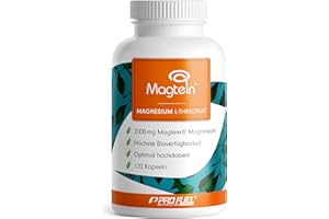 ‎PROFUEL Magnesium Threonate Kapseln 120x - optimal hochdosiert mit 2000 mg Magtein® Magnesium-L-Threonat pro Tag - innovative, patentierte Magnesium-Form - laborgeprüft mit Zertifikat - Vorrat für 30 Tage