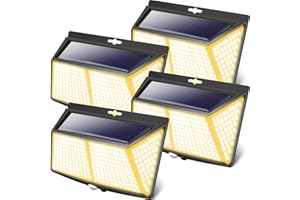 LOTMOS 4 Stücke Warmweiß Solarlampen für Außen mit Bewegungsmelder, 308 LED 3 Modi 270° Solar Aussenleuchte, IP65 Wasserdichte Solarleuchten für Außen Wandleuchte Wand Post Pathway Garten